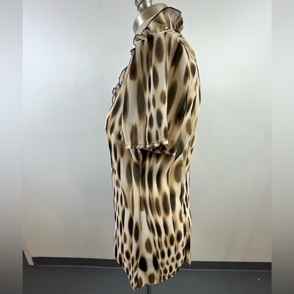 East 5th Semi-Sheer Spotted Print Ruffled High Collar Blouse, sz. MD - Picture 13 of 13